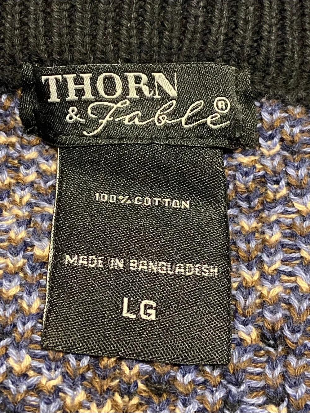 Thorn & Fable Grandpa Knit Sweater geometric patterned design Large Junior